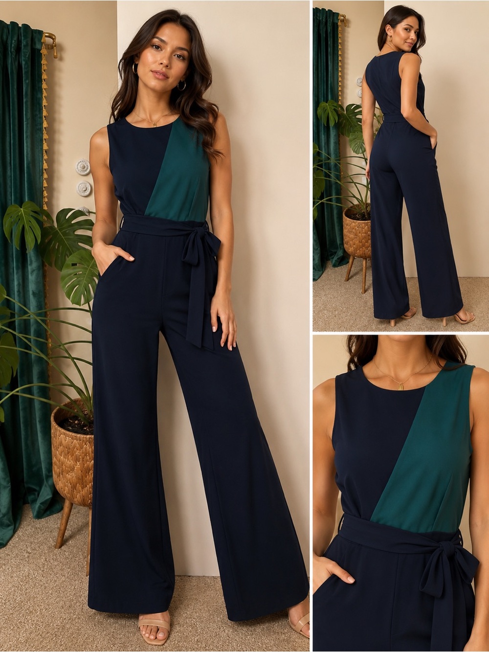 Vince Camuto Wide Leg Belted Jumpsuit | Elegant Formal Romper